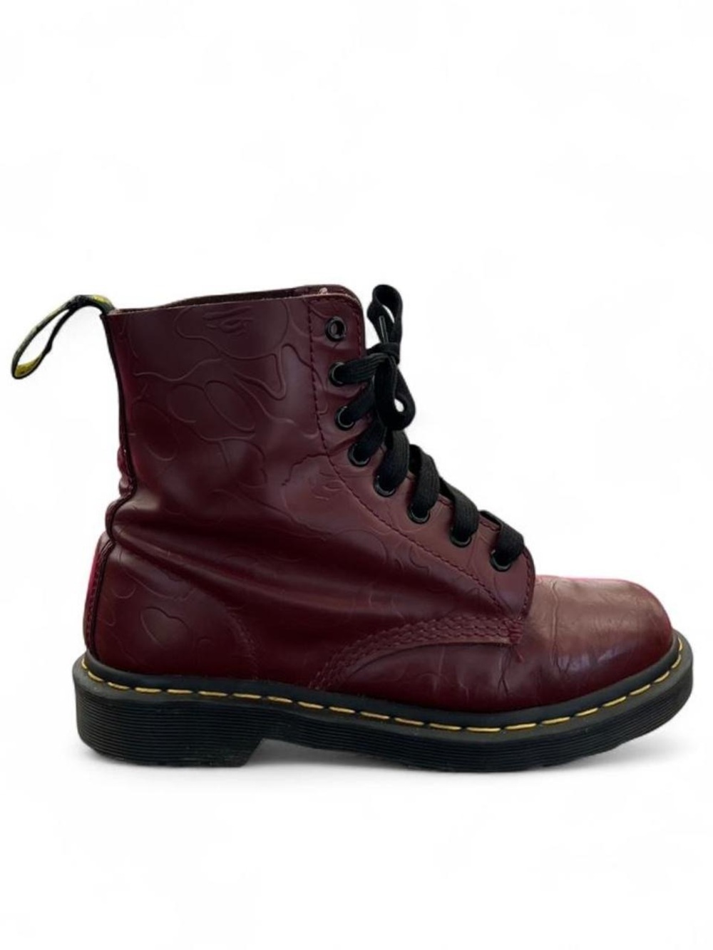 Womens Dr. Martens X Baping Ape (Bape) Pascal Burgundy Combat Boots size 8